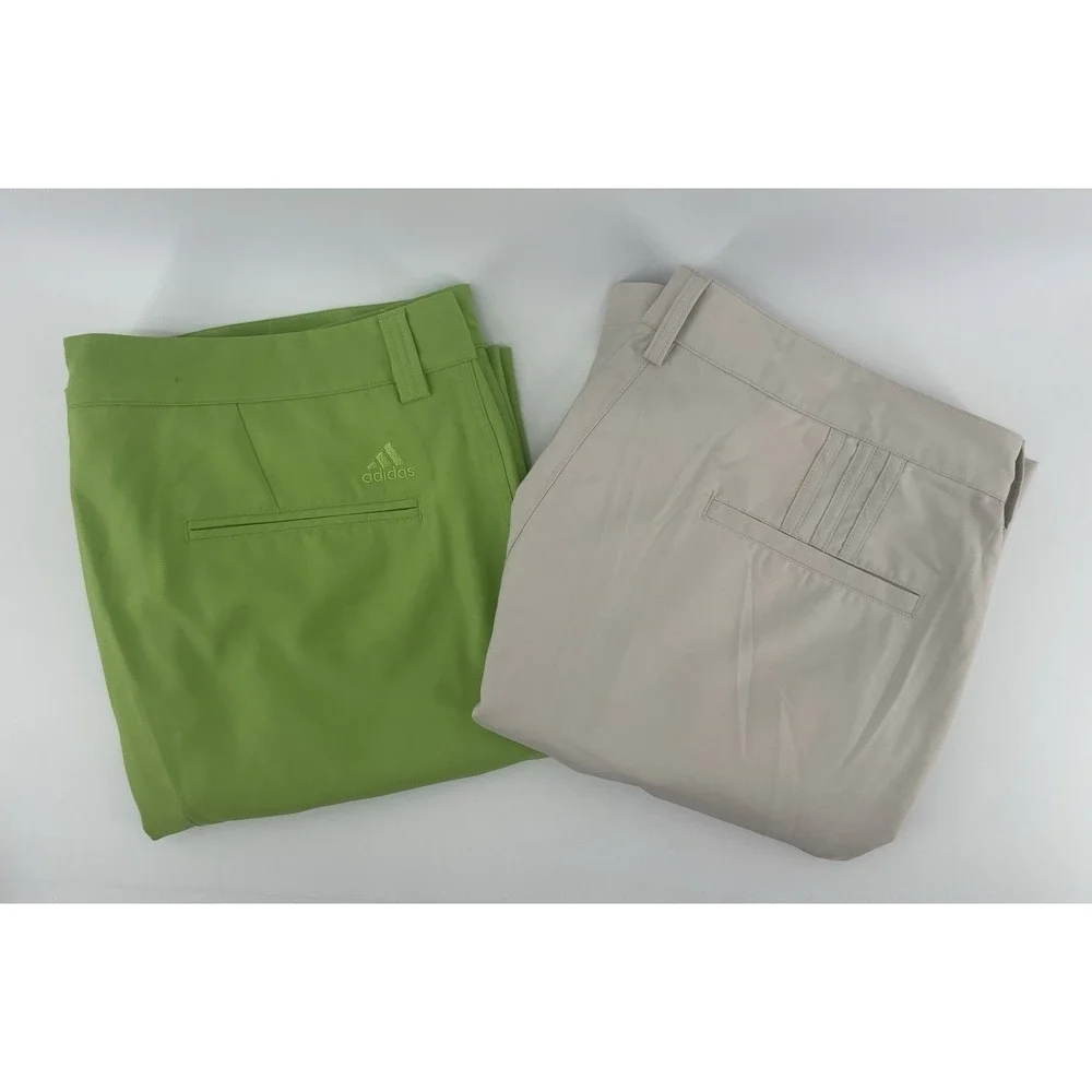 Adidas Golf 2 Shorts Men 38 Green Beige Climalite Performance Bundle 2 Athletic